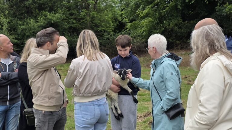 Nelson with visitors